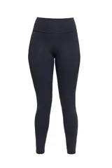 Calza larga negra de tiro alto, confeccionada en tejido de poliamida y elastano.