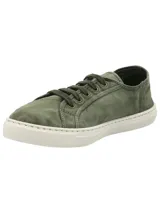 Championes de lona de algodón orgánico color verde militar, con suela y puntera de goma blanca, cordones al tono y detalle de etiqueta lateral de la marca RKF.
