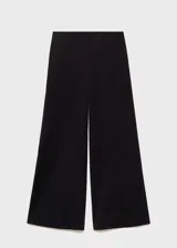 Pantalon palazzo de tiro alto con cintura elástica, confeccionado en tejido de algodón, poliamida y lino.