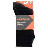 Medias de senderismo de caña alta color negro, con refuerzos en talón y puntera, y detalles en gris y naranja.