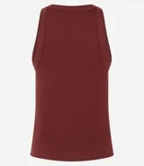 Blusa sin mangas de corte regular, confeccionada en tejido rib de algodón con cuello redondo. Presenta un diseño minimalista y anatómico, ideal para un look clásico.