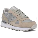 Championes Saucony Shadow Original de gamuza y tela color beige y plateado, con suela blanca.
