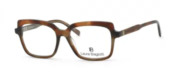 Anteojos de receta Laura Biagiotti modelo 74, con armazón de acetato en tono carey marrón y diseño cuadrado de líneas marcadas.