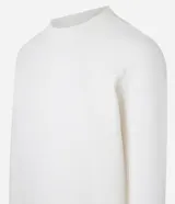 Suéter masculino de cuello redondo y manga larga, confeccionado en tejido fleece con felpa. Presenta puños y ruedo acanalados, con un diseño básico y liso.