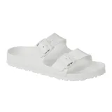 Sandalia Birkenstock modelo Arizona, confeccionada en material EVA ligero y resistente al agua. Presenta diseño de dos correas con hebillas ajustables al tono y plantilla anatómica.