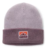 Gorro de lana tejido con diseño de doble tono, con borde enrollable y parche frontal con logo de la marca Columbia.