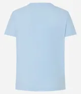 Blusa de algodón Blue Steel, de corte clásico con cuello en V y mangas cortas, confeccionada en tejido flamé de media malla.