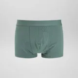 Pack de tres boxers de algodón en tonos gris, verde y verde oscuro, con cintura elástica.
