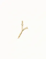 Dije con forma de letra Y bañado en oro, con gancho para colgar en cadenas o pulseras.