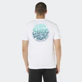 Remera Rip Curl modelo Wettie Passage Icon, color azul con diseño estampado circular en el pecho.