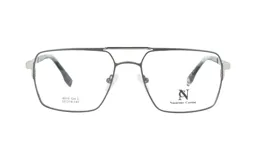 Armazón de anteojos Nazareno Corsini modelo 6010, estilo aviador cuadrado con doble puente, fabricado en metal color gris oscuro.