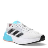 Championes Adidas Questar 2 de hombre, color gris con detalles en negro, celeste y naranja. Ideales para running y entrenamiento. Confeccionados en malla transpirable y suela de goma.