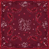 Pañuelo cuadrado de seda con estampado de estilo western que combina motivos florales de rosas y patrones paisley en tonos marrones, con detalles en azul y blanco. Presenta bordes en color azul y terminaciones hechas a mano.