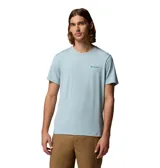 Remera técnica Columbia para hombre, de color celeste melange con cuello redondo y mangas cortas. Presenta un pequeño logo estampado en el pecho y tecnología hidroabsorbente Omni-WICK.