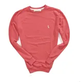 Buzo deportivo color coral, de algodón, con cuello redondo y puños y cintura acanalados.