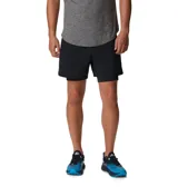 Short de running 2 en 1 para hombre en color negro, con calza de compresión interna, bolsillos laterales de malla y detalles reflectantes.