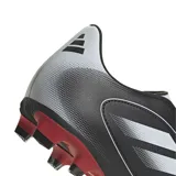 Championes de fútbol Adidas Goletto IX FG/MG, color negro con detalles en blanco y rojo. Presentan empeine sintético acolchado y suela versátil para césped natural seco y artificial.
