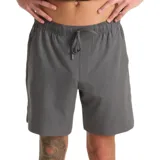 Short de baño Roark Serrano color gris melange, con cintura elástica con cordón ajustable y bolsillos laterales con cierre.