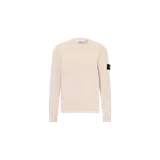 Sweater Stone Island color crema, con cuello redondo, manga larga y parche distintivo de la marca en la manga izquierda.