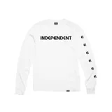 Remera blanca de manga larga con cuello redondo. Estampado frontal con el logo de Independent en negro y estampado con el logo de Independent en la manga izquierda.
