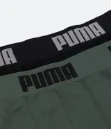 Pack de dos bóxers Puma, uno negro y otro verde oliva, con cintura elástica con el logo de la marca.