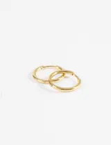 Par de aros tipo argolla pequeños de acero quirúrgico hipoalergénico color plateado.