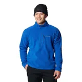 Buzo polar Columbia modelo Fast Trek III, color azul, con cuello alto, cierre frontal parcial y bolsillo con cierre en el pecho.