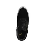 Championes de skate Emerica The Low Vulc, color negro con detalles en dorado y suela blanca.