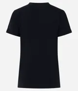 Remera básica de cuello redondo y manga corta con detalle de dobladillo, confeccionada en algodón suave.