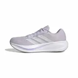 Championes de running Adidas Response Runner 2 W, color lila con las tres tiras laterales en tono plateado, mediasuela amortiguada blanca y suela gris.