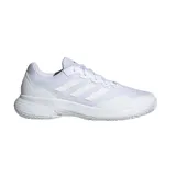 Championes Adidas Gamecourt 2.0 para hombre, color blanco. Capellada de malla ligera y talón acolchado. Entresuela de EVA y suela exterior Adiwear para tracción y durabilidad en pistas duras.