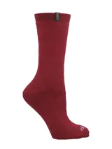 Calcetín de tejido de punto color bordó, con diseño liso y etiqueta de la marca RKF en la parte superior.
