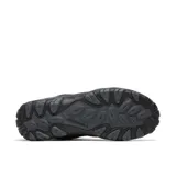 Bota de trekking Merrell modelo Accentor 4 Mid WP, color negro con detalles en gris, diseñada con materiales impermeables y suela de alta tracción.