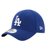 Gorra de visera curva New Era modelo 39THIRTY, color azul con el logo de los Los Angeles Dodgers bordado en blanco en el frente y logo de la marca en el lateral.