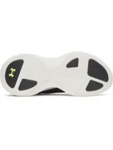 Championes Under Armour modelo UA Echo, con diseño deportivo en tonos negro, gris, naranja y detalles en blanco con puntos negros en la entresuela. Cuentan con amortiguación UA HOVR y talón convertible UA SlipSpeed.