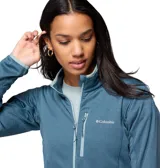 Campera polar de Columbia modelo Essential Hike Grid, color azul con cierre completo y detalles en celeste claro. Cuenta con bolsillos laterales y un bolsillo con cierre en el pecho, además de tecnología Omni-Wick para la absorción de humedad.
