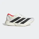 Championes Adidas Adizero Adios Pro 4, color blanco con detalles en negro y rojo.