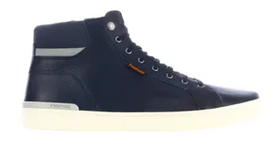 Botas de hombre Freeway Casual, color marrón oscuro, con diseño de caña media, cordones y suela blanca. Presenta detalles en cuero sintético y una etiqueta de la marca en la lengüeta.