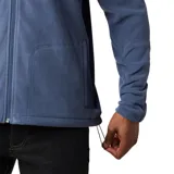 Campera polar Columbia Fast Trek II para hombre, color azul, con cierre frontal completo, cuello alto, bolsillos laterales con cierre y logo bordado en el pecho.