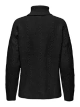 Sweater de punto con cuello alto, manga larga y diseño de ochos en el frente y mangas. Presenta puños y ruedo acanalados.