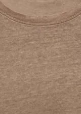 Camiseta de lino de manga corta, cuello redondo y diseño recto de corte estándar.