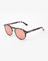 Gafas de sol Hawkers unisex, modelo Warwick, con montura redonda Carey Grey y lentes Rose Gold.