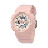 Reloj Casio Baby-G color rosa con detalles en dorado y blanco.