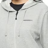 Chaqueta con capucha y cierre frontal, confeccionada en tejido de felpa cepillada color gris melange. Presenta cordones ajustables en la capucha y logo de la marca estampado en el pecho.