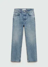 Jeans de corte boyfriend y diseño loose, confeccionados en tejido de algodón estilo vaquero. Presentan cinco bolsillos, trabillas para cinturón y cierre frontal con cremallera y botón.