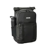 Mochila Rip Curl Dawn Patrol de 30 litros color negro, confeccionada en poliéster reciclado. Cuenta con compartimento para laptop, bolsillo para gafas forrado en lana, sección Roll & Clip para ítems húmedos/secos, organizador para quillas, bolsillo para botella y correas transpirables.