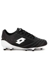 Championes de fútbol Lotto modelo Genova MD para hombre, color azul con detalles en blanco, diseñados con tapones para césped natural y logo de la marca en el lateral.