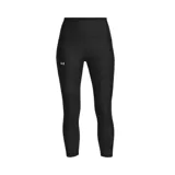 Calza capri de training Under Armour UA Tech negra con logo en la pierna izquierda y paneles estampados en la parte inferior.