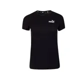 Remera de algodón negra con cuello redondo, mangas cortas y logo de la marca bordado en blanco en el pecho.