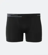 Kit de dos calzoncillos tipo bóxer sin costuras, uno en color blanco y otro en color negro. Ambos presentan una banda elástica en la cintura con detalle de rayas y el logo de la marca Lupo.